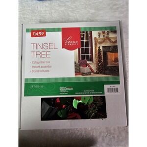 3 Ft Tinsel Tree Red & Green